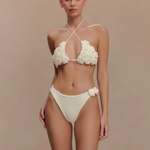 Meshki Aesha Floral Crochet Ivory Bikini Set